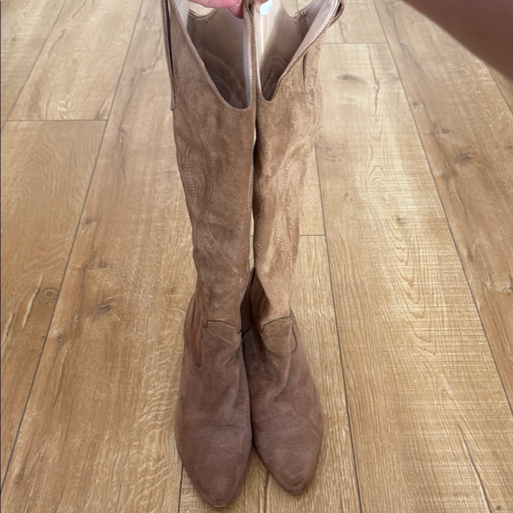 Brown Suede Knee-High Boots